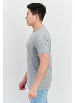 French Connection Men Crew Neck Short Sleeve Brand Logo T-Shirts, Light Grey Heather  - Image 2