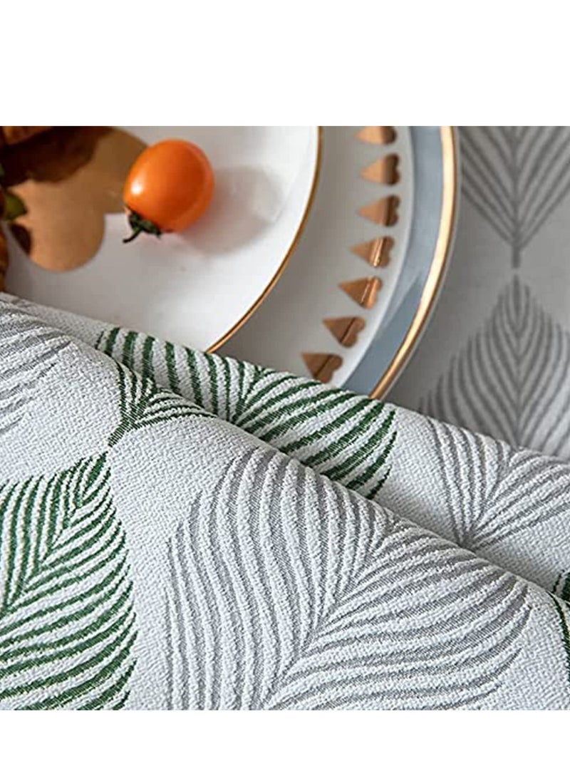 SYOSI - Cotton Linen Table Runner Spring Runners Farmhouse Green Leaves Macrame Coffee Runner With Handmade Tassels For Restaurant Hotel Cafe Home Kitchen Dining Holiday Wedding Party - Image 1