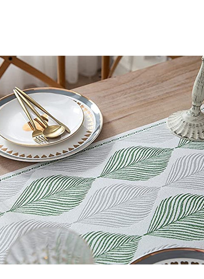 SYOSI - Cotton Linen Table Runner Spring Runners Farmhouse Green Leaves Macrame Coffee Runner With Handmade Tassels For Restaurant Hotel Cafe Home Kitchen Dining Holiday Wedding Party - Image 1