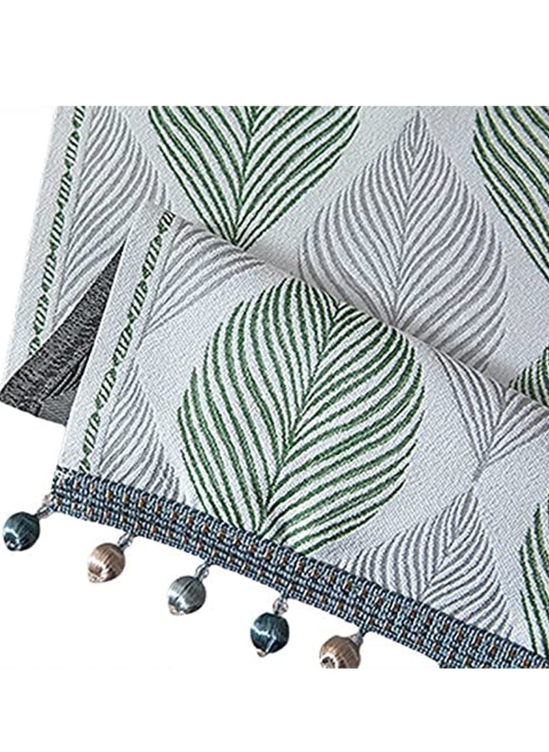 SYOSI - Cotton Linen Table Runner Spring Runners Farmhouse Green Leaves Macrame Coffee Runner With Handmade Tassels For Restaurant Hotel Cafe Home Kitchen Dining Holiday Wedding Party - Image 1