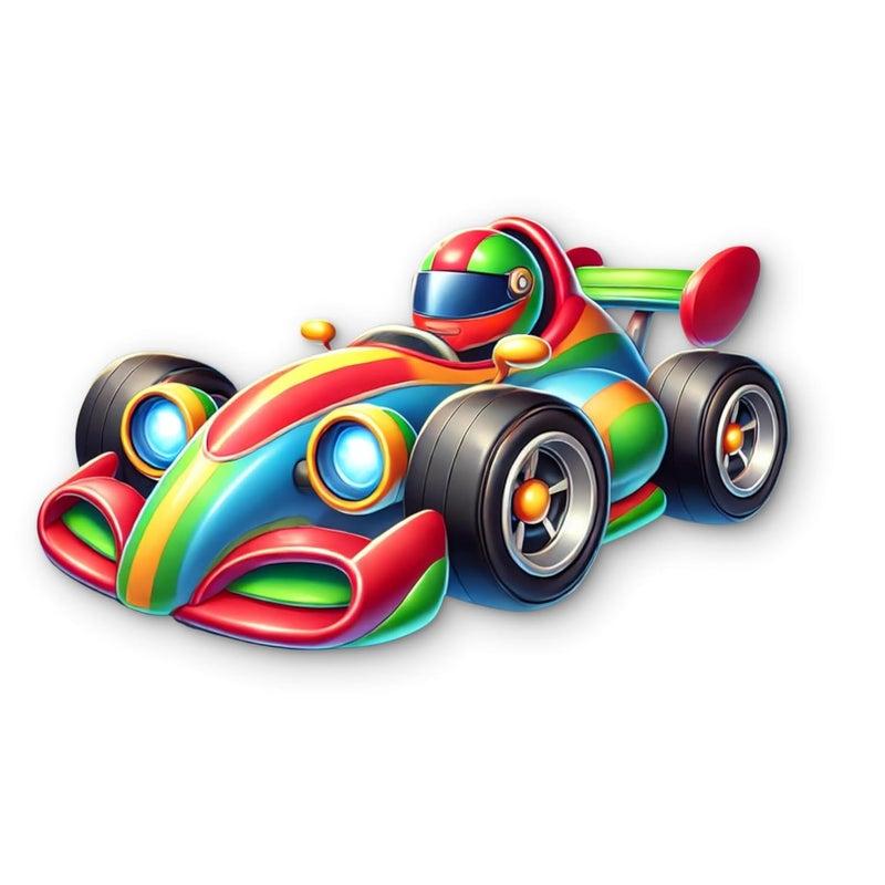 CLITHS 3D Race Car Wall Hanging - 12 Inch Colorful MDF Cutout for Kids Room Decor | 3D Illusion Cartoon Car Toy | Playroom Wall Art | Gift for Boys & Girls - Image 1