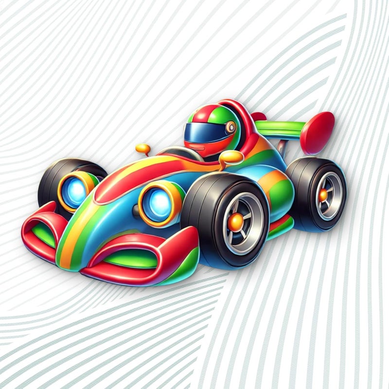 CLITHS 3D Race Car Wall Hanging - 12 Inch Colorful MDF Cutout for Kids Room Decor | 3D Illusion Cartoon Car Toy | Playroom Wall Art | Gift for Boys & Girls - Image 3