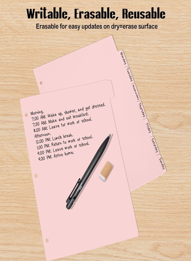 LECHI 3 Ring Pink Binder Dividers with 16-Tabs, A4 Pink Binder Dividers, Sturdy Plastic Dividers - Image 4