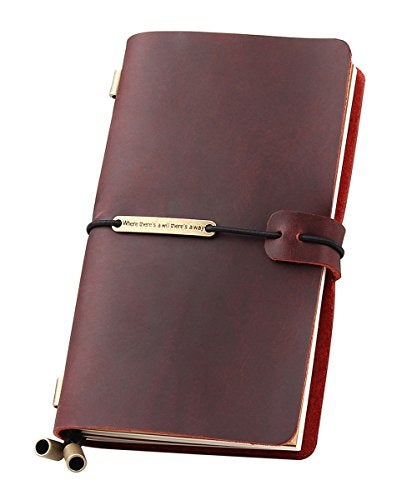 Robrasim Leather Journal Refillable Travelers Notebook, Antique Handmade Leather Writing Diary Notepad, Travel Journal Notebook for Men & Women, Medium Size 6.7" x 4" - Wine - Image 1