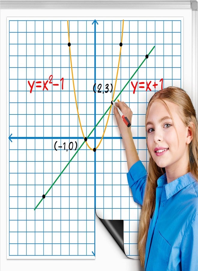 Laffunz Giant Magnetic XY Coordinate Grid Paper Dry Erase Large Graph Chart Board for Whiteboard, Elementary Middle High School Math Manipulatives Teacher Essentials Classroom Must Haves Supplies - Image 1