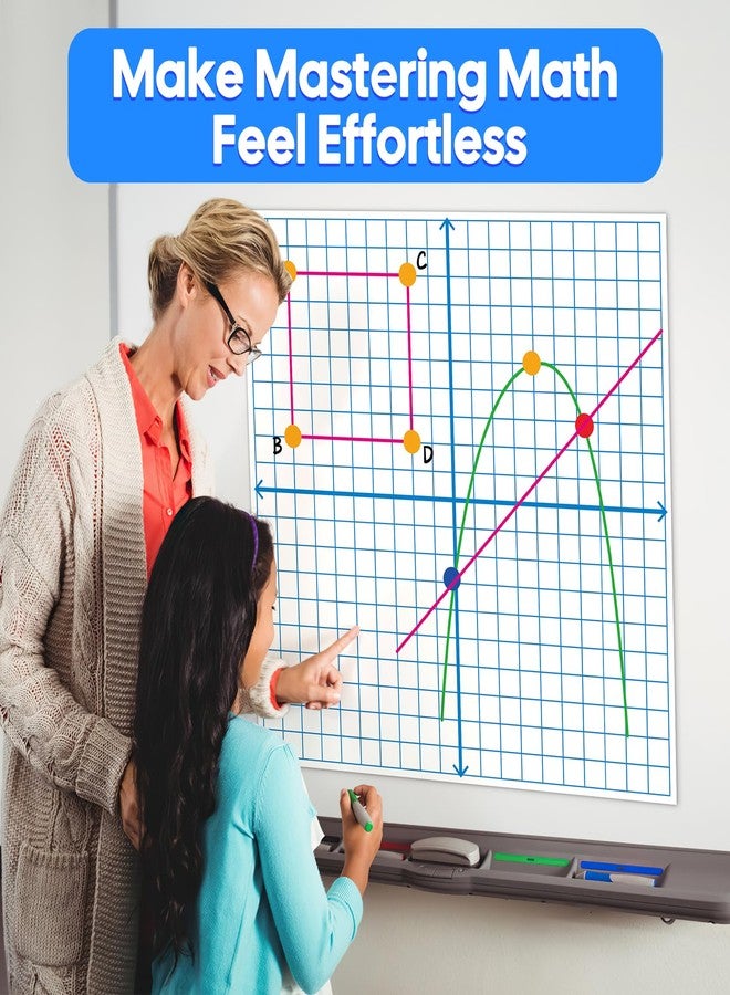 Laffunz Giant Magnetic XY Coordinate Grid Paper Dry Erase Large Graph Chart Board for Whiteboard, Elementary Middle High School Math Manipulatives Teacher Essentials Classroom Must Haves Supplies - Image 5