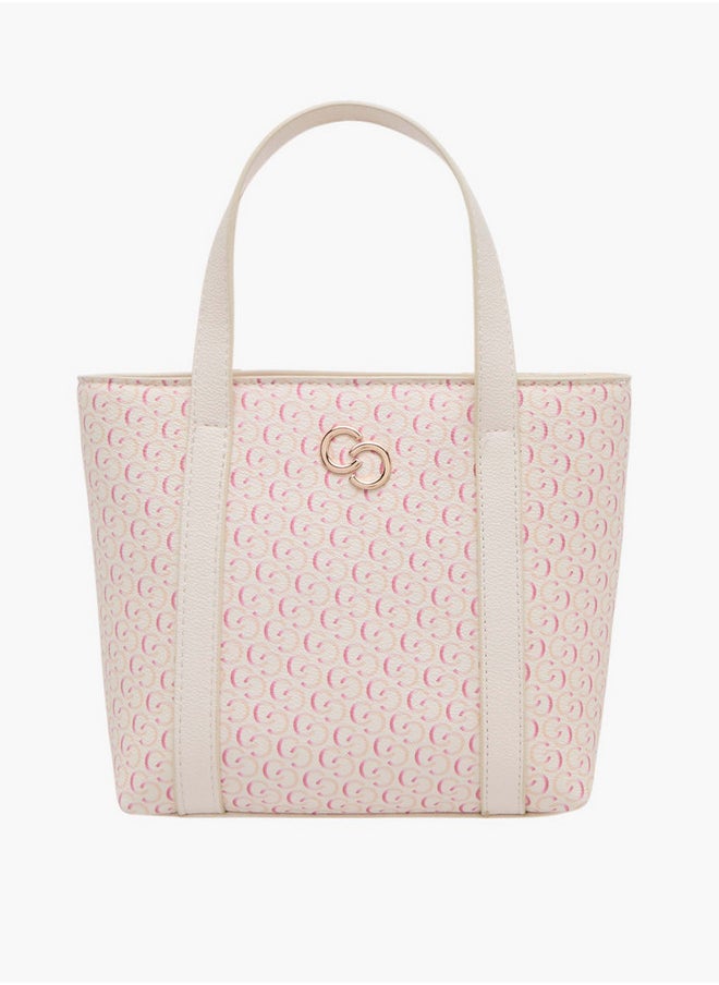 Celeste Monogram Print Tote Bag with Zip Closure and Double Handle  - Image 1