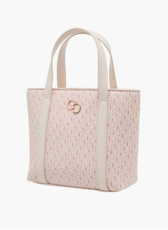 Celeste Monogram Print Tote Bag with Zip Closure and Double Handle  - Image 2