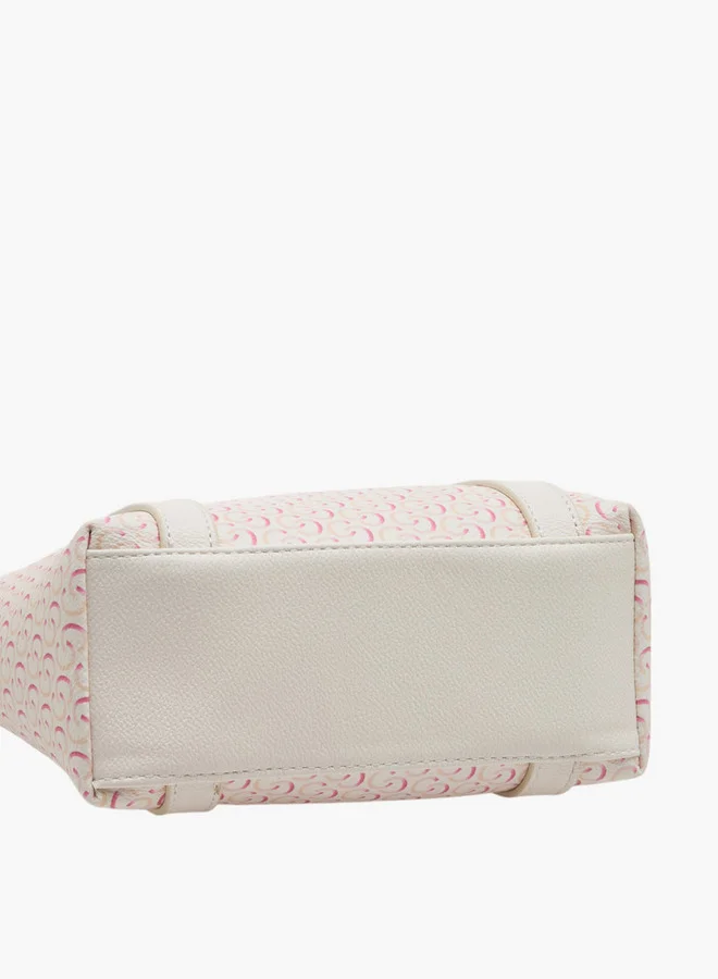 Celeste Monogram Print Tote Bag with Zip Closure and Double Handle