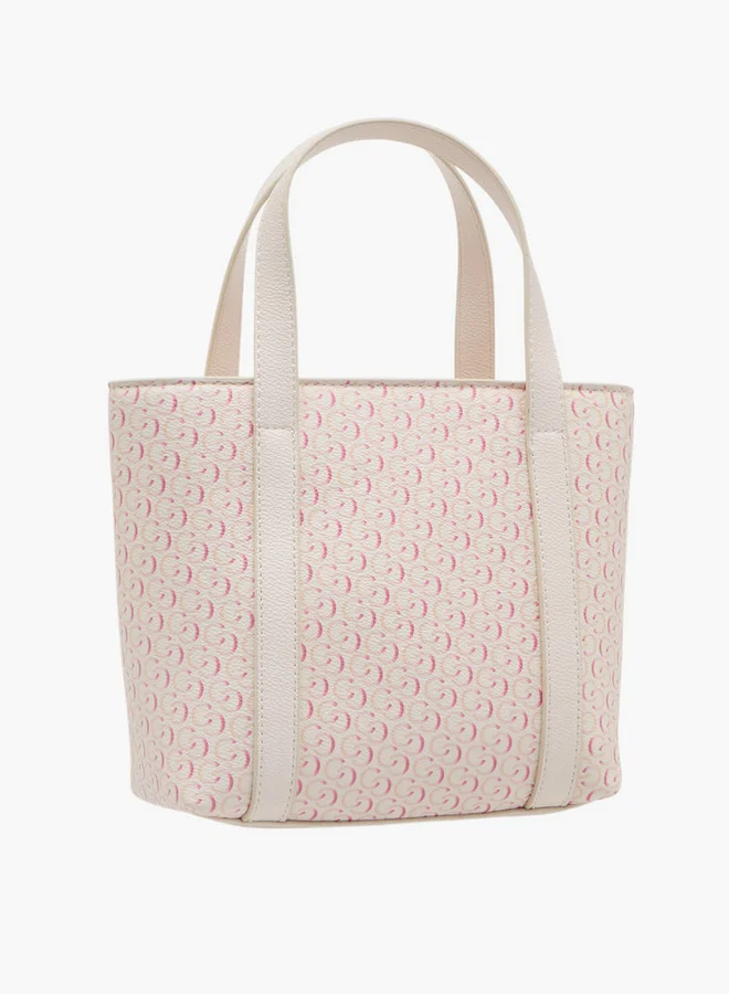 Celeste Monogram Print Tote Bag with Zip Closure and Double Handle