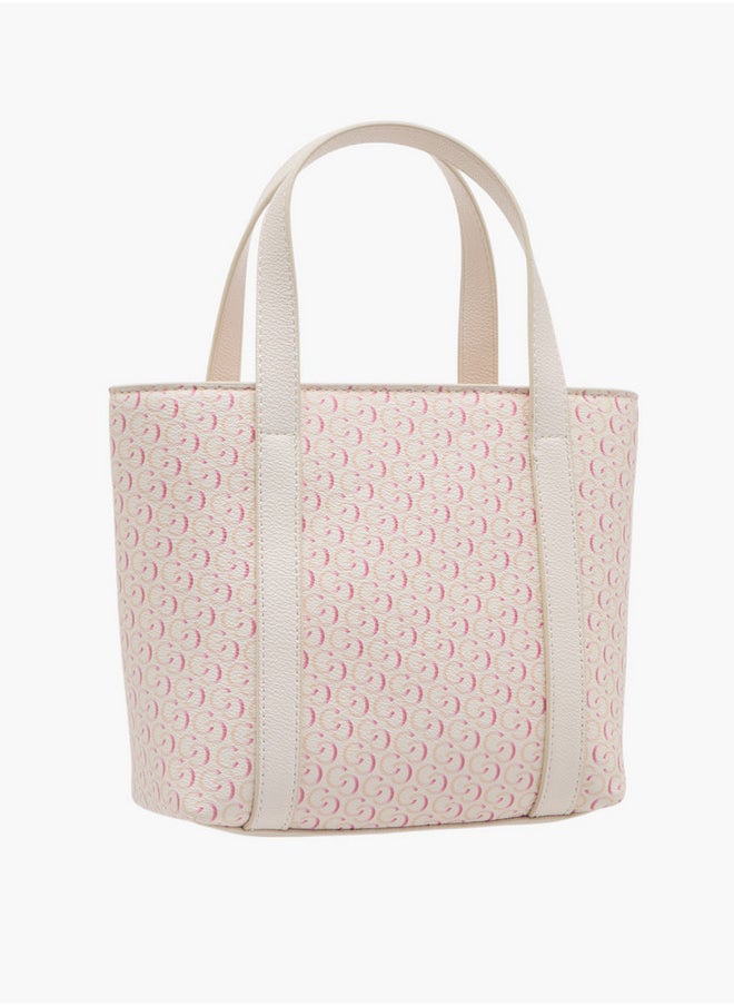 Celeste Monogram Print Tote Bag with Zip Closure and Double Handle  - Image 3