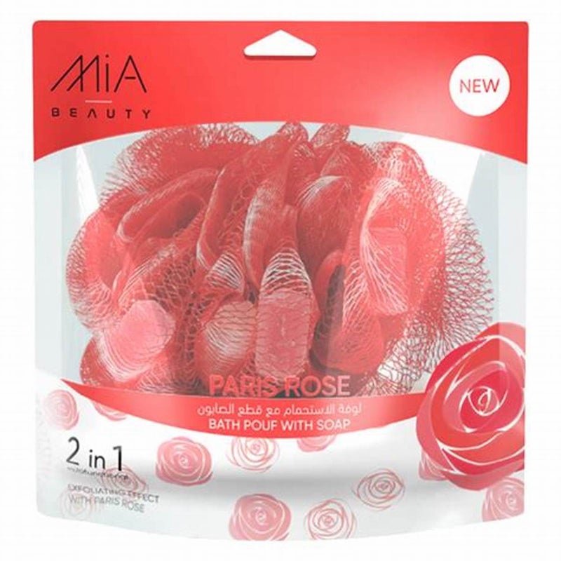 MIA BATH POUF WITH SOAP ROSE