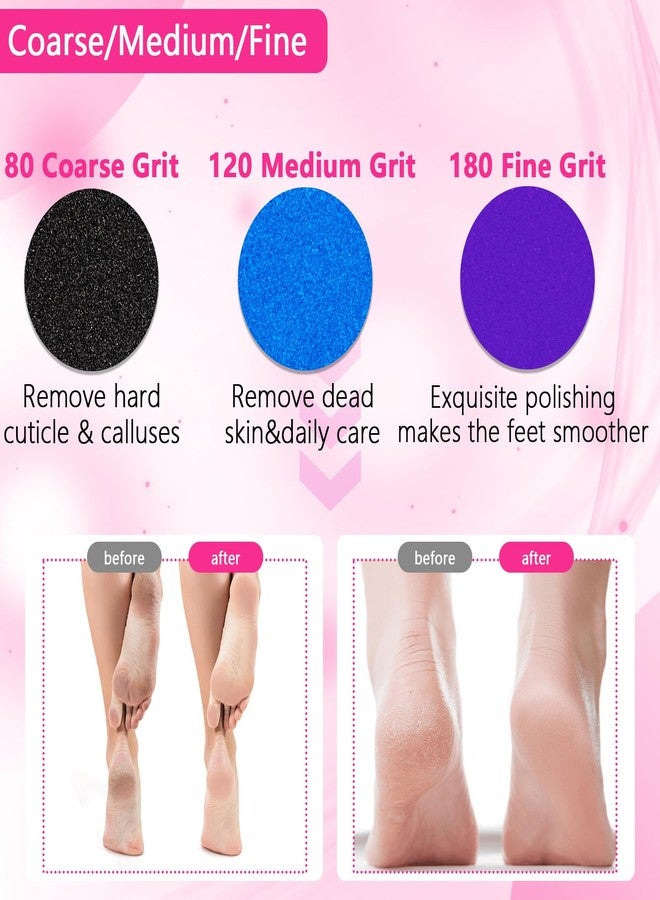 أقراص صنفرة بديلة من ترازو بدرجات خشونة 80/120/180 لملف القدم الكهربائي - وسادات ورق صنفرة ملونة لإعادة التعبئة لإزالة الكالو، تناسب معظم جلاخات القدم الدائرية (60 قطعة) - Image 3