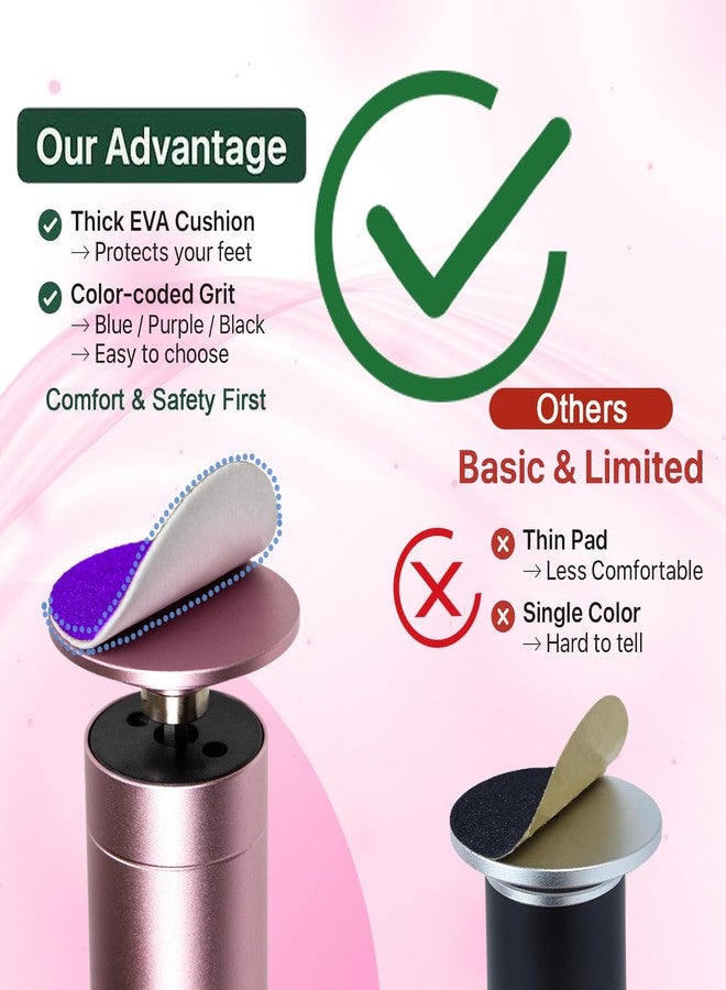 أقراص صنفرة بديلة من ترازو بدرجات خشونة 80/120/180 لملف القدم الكهربائي - وسادات ورق صنفرة ملونة لإعادة التعبئة لإزالة الكالو، تناسب معظم جلاخات القدم الدائرية (60 قطعة) - Image 4