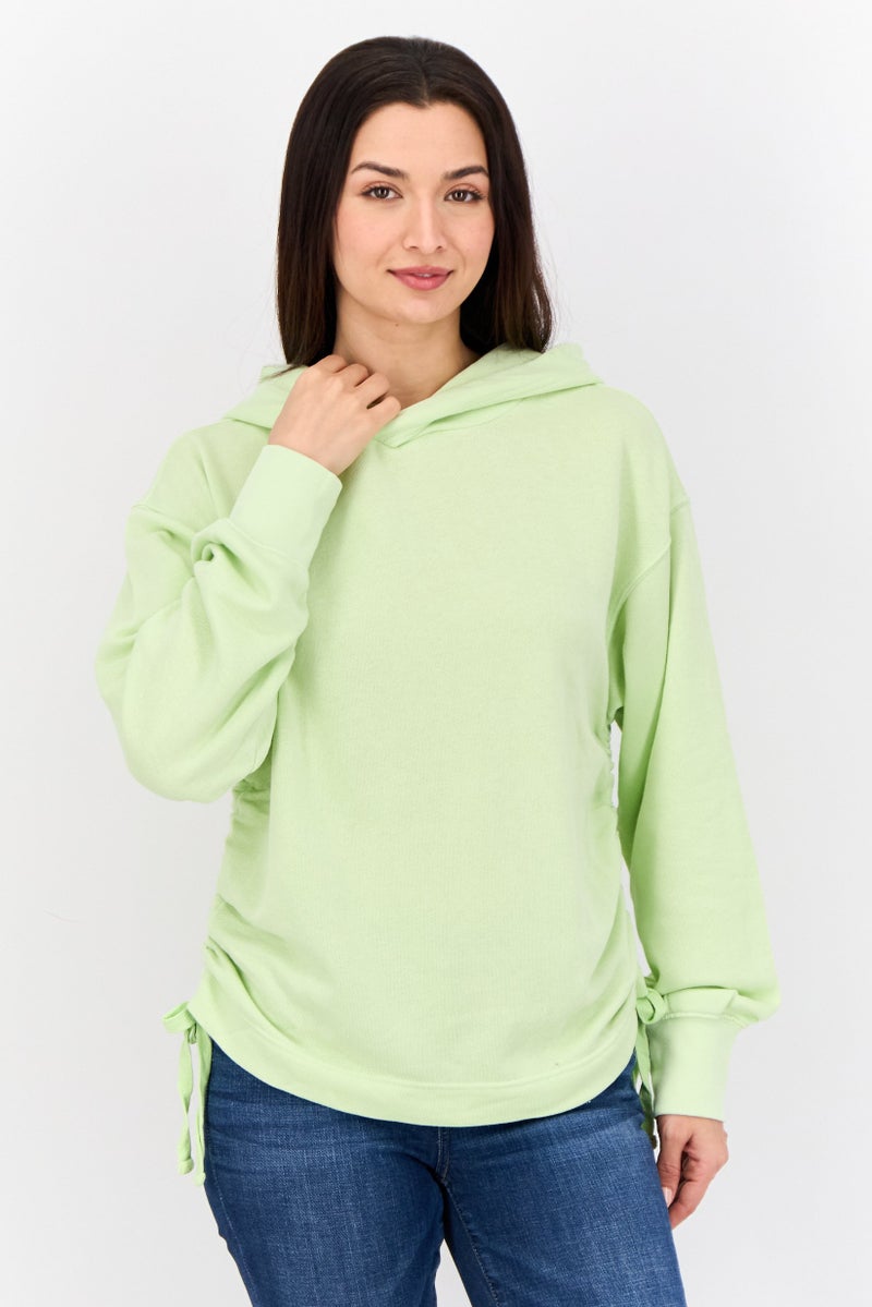 Aerie Women Ruched Long Sleeve Hoodie, Light Green - Image 1