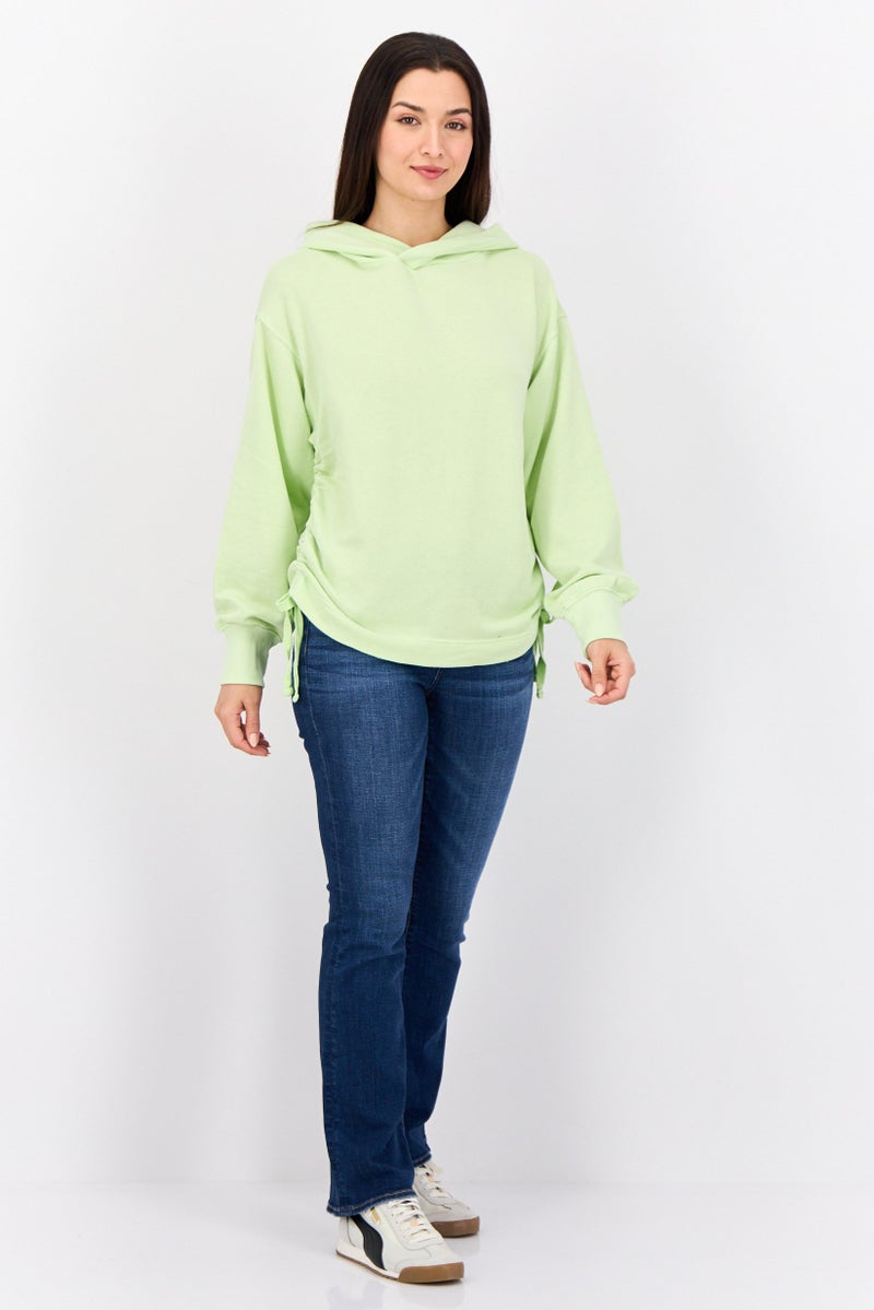 Aerie هودي نسائي بأكمام طويلة مجمعة، أخضر فاتح - Image 4