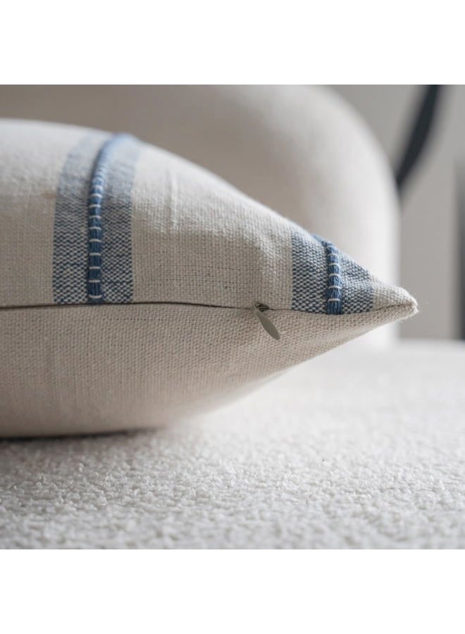 Cethom Boho Lumbar Pillow Covers 14x36 Long, Pack of 1, Blue Striped Decorative Body Pillowcase for Couch Bed, Textured Farmhouse Accent Cushion Covers for Living Room Bedroom Sofa Home Decor - Image 2