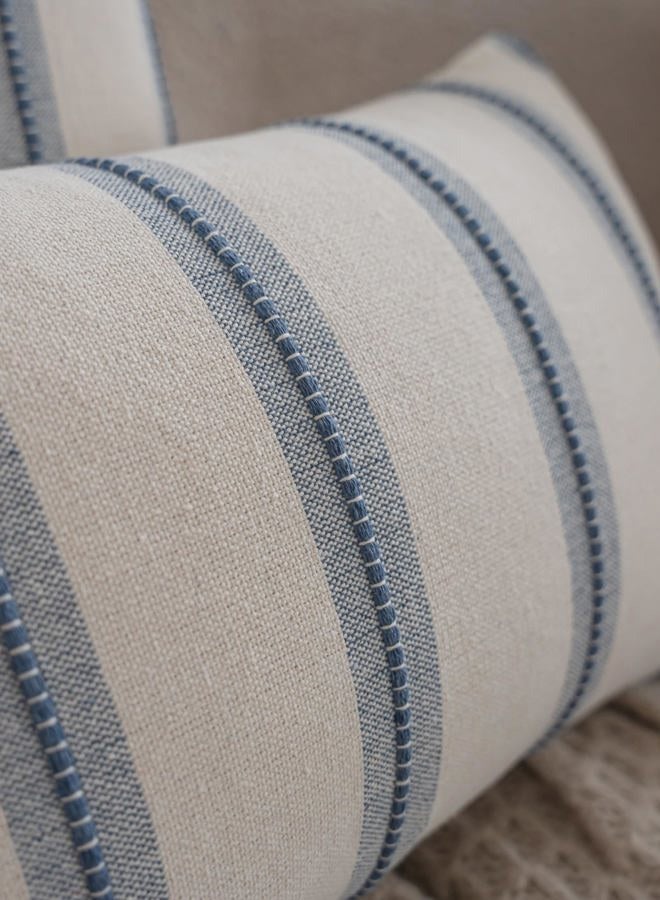 Cethom Boho Lumbar Pillow Covers 14x36 Long, Pack of 1, Blue Striped Decorative Body Pillowcase for Couch Bed, Textured Farmhouse Accent Cushion Covers for Living Room Bedroom Sofa Home Decor - Image 3