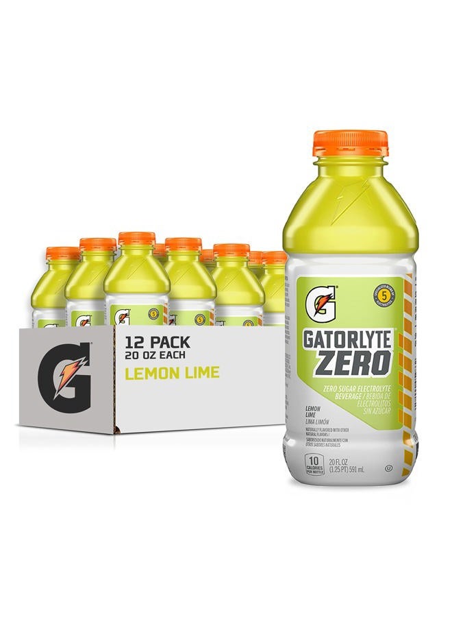 Gatorlyte Zero Electrolyte Drink, Lemon Lemon, Zero Sugar Hydration, Specialty 5 Electrolyte Mix, No Artificial Sweeteners or Flavors, 20 oz Bottles (Pack of 12) - Image 1