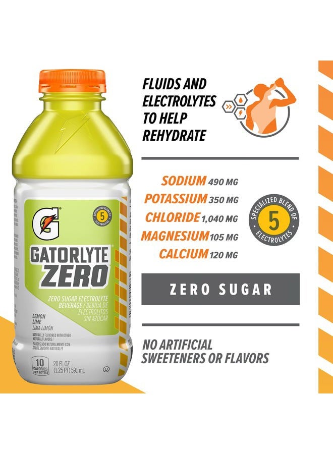 Gatorlyte Zero Electrolyte Drink, Lemon Lemon, Zero Sugar Hydration, Specialty 5 Electrolyte Mix, No Artificial Sweeteners or Flavors, 20 oz Bottles (Pack of 12) - Image 2