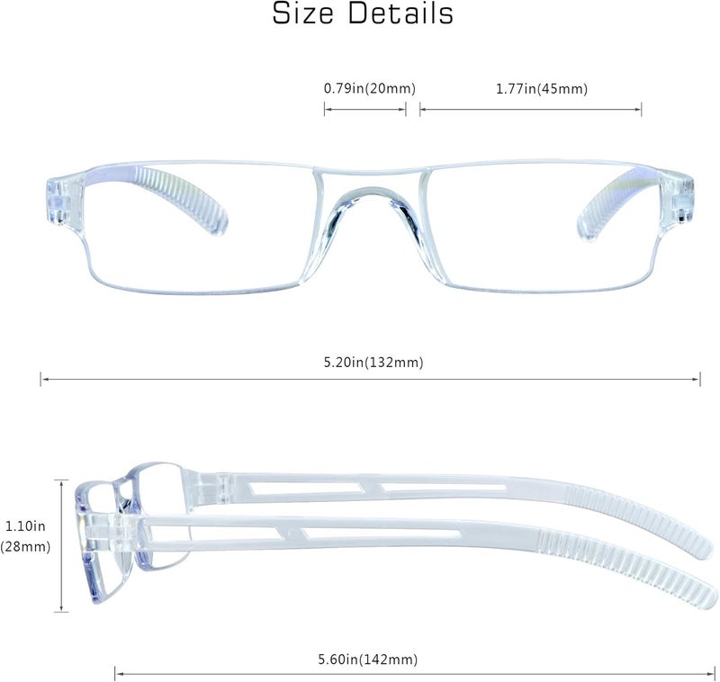 VisionGlobal 5/8 Pairs Reading Glasses, Computer Reading Glasses for Women and Men, Fashion Square Eyewear Frame - Image 3