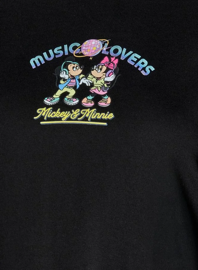 SP Characters Cotton T shirt with Mickey and Minnie Mouse Print
