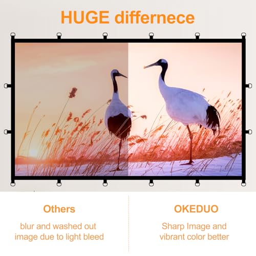 OKEDUO Outdoor Projector Screen, Washable Movie Screen & Foldable Projection Screen - Ideal for Indoor/Outdoor Home Theater, Camping, Office, 16:9 Aspect Ratio, 4K HD, Projector for Movies On Wall - Image 5