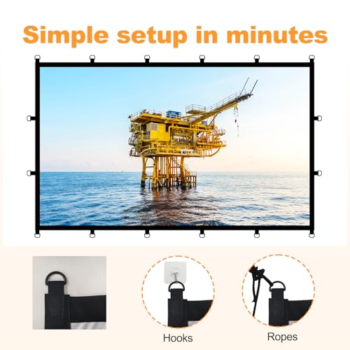 OKEDUO Outdoor Projector Screen, Washable Movie Screen & Foldable Projection Screen - Ideal for Indoor/Outdoor Home Theater, Camping, Office, 16:9 Aspect Ratio, 4K HD, Projector for Movies On Wall - Image 3