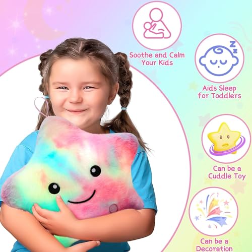 Subao Sensory Toys for Toddlers14 Star Plush Soft Toddler Pillow Light Up Autism ADHD ToysSpecial Autism NeedsBirthday Xmas Gifts for Girls Age 3 4 5 6 7 8 9 10 11 Colorful - Image 5