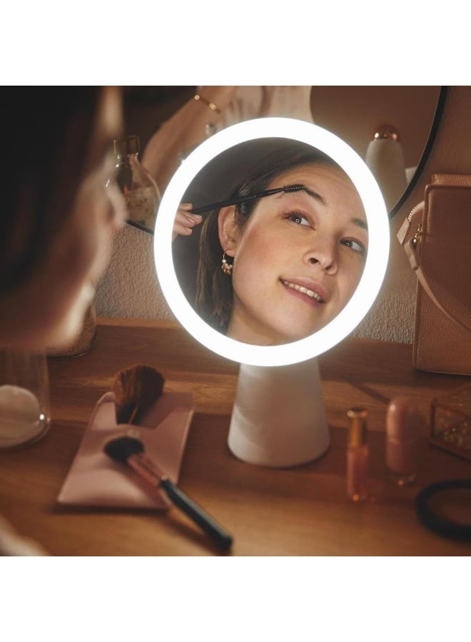 HIAS Luminous LED Makeup Mirror with Touch Sensor – Rechargeable Dimmable Light Vanity Mirror for Dressing Table, Skincare & Beauty Routine | Portable Desktop Mirror with Adjustable Brightness (White) - Image 3