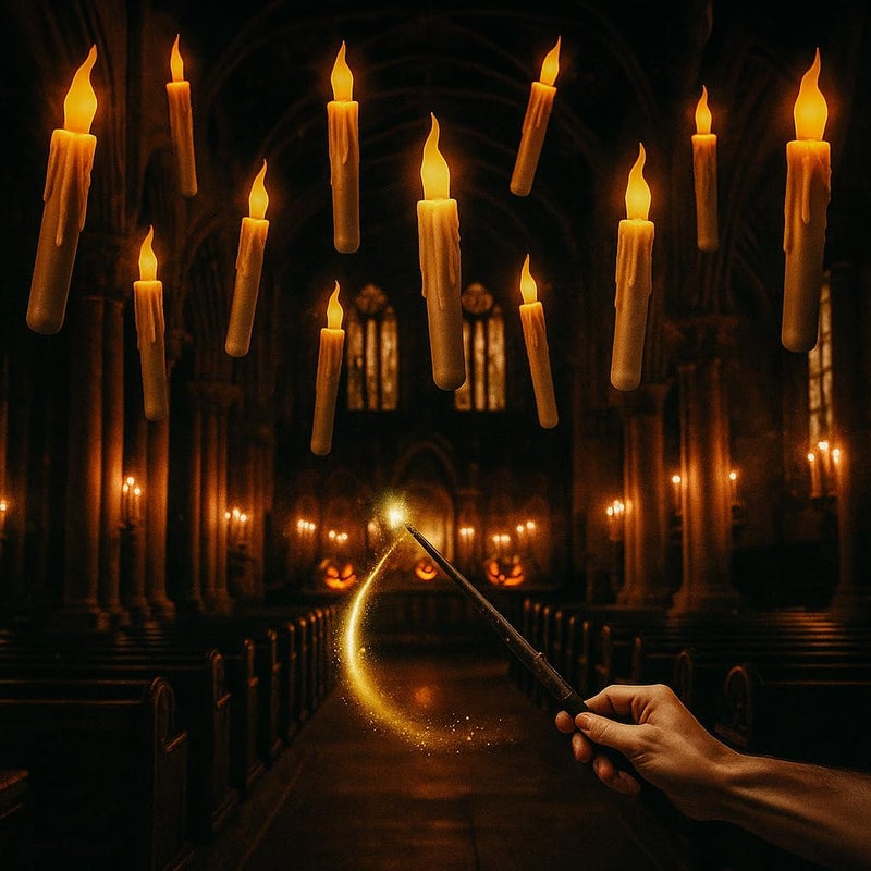 KatchOn Halloween Floating Candles with Wand Remote 12 Pcs LED Flickering Warm Light Hanging Candles for Scary Halloween Decorations Indoor Scary Party Decorations Spooky Hanging Decoration - Image 2