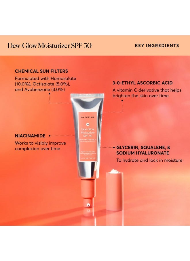 NATURIUM Dew-Glow Moisturizer Spf 50 Pa++++, Daily Moisturizing Sunscreen & Face Primer, Skin Protector With Dewy Finish, 1.7 Oz  - Image 4