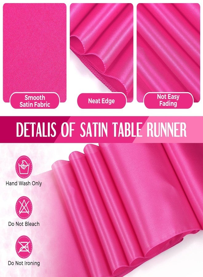 Breling 8 Pack First Communion White and Hot Pink Disposable Plastic Tablecloths and Satin Table Runner Set, 54 x 108 Inch Tablecloth, 12 x 108 Inch Table Runners for Wedding Graduation Baby Shower - Image 5