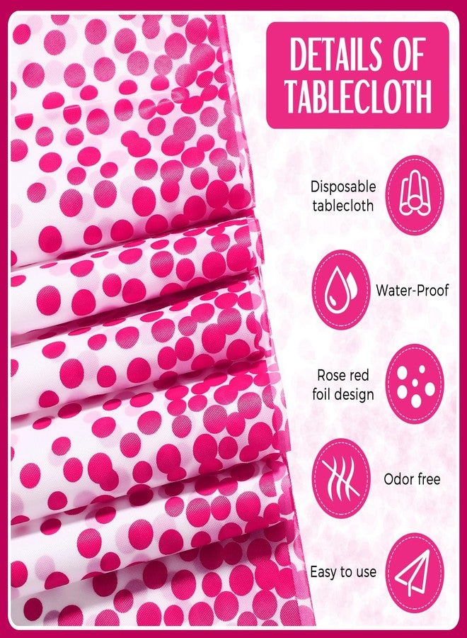 Breling 8 Pack First Communion White and Hot Pink Disposable Plastic Tablecloths and Satin Table Runner Set, 54 x 108 Inch Tablecloth, 12 x 108 Inch Table Runners for Wedding Graduation Baby Shower - Image 3