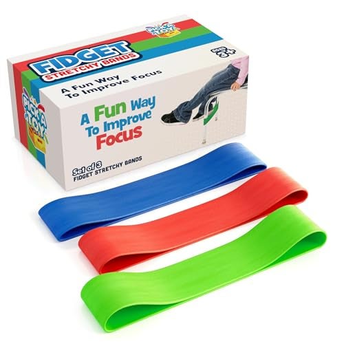 Pick A Toy Chair Bands For Kids With Fidgety Feet 3 Pack Fidget Chair Desk Band Stretchy Bands for Your Feet For Kids with ADHD ADD SPD Autism - Image 1