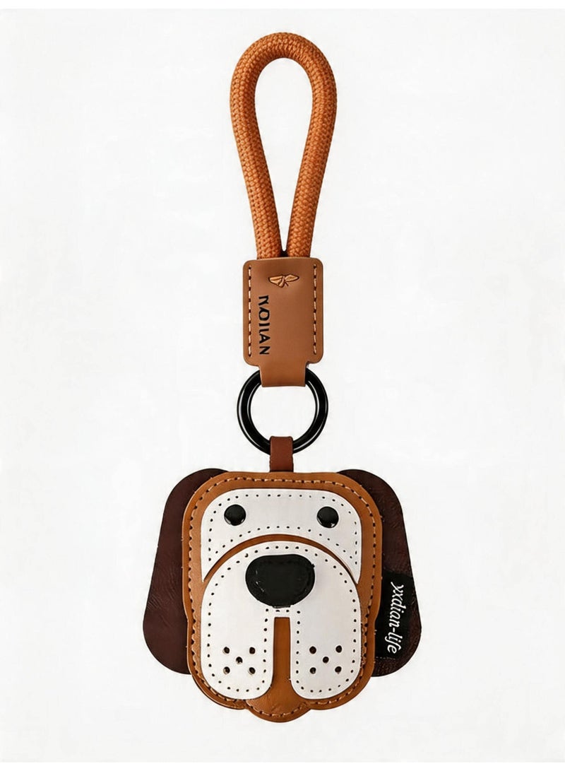 Leather puppy keychain, bag charm accessory - Image 1
