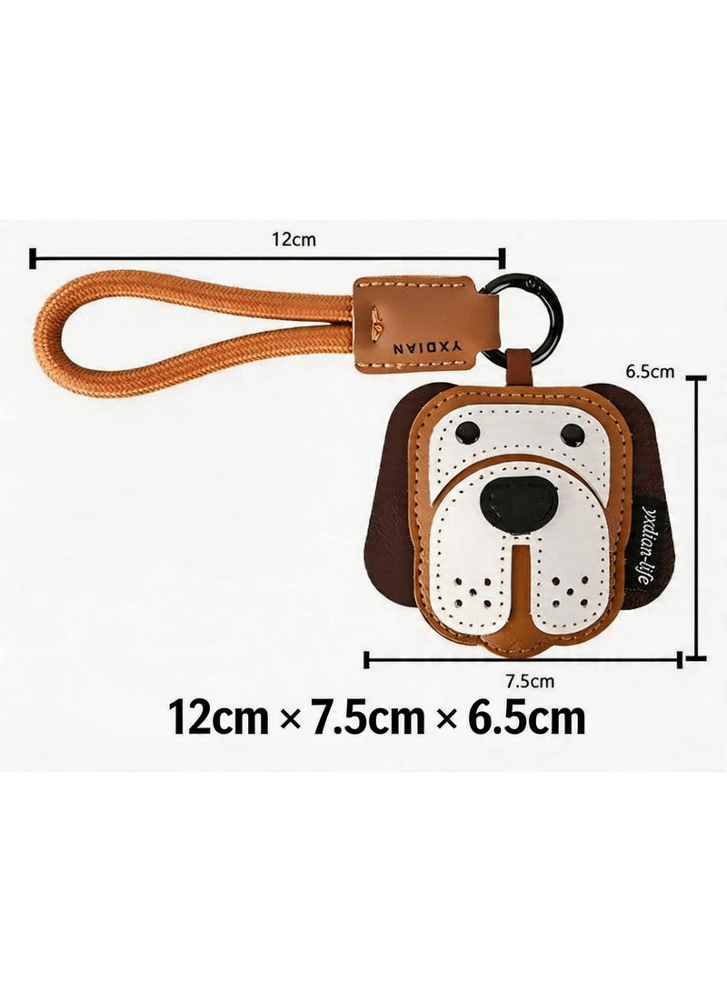 Leather puppy keychain, bag charm accessory - Image 2