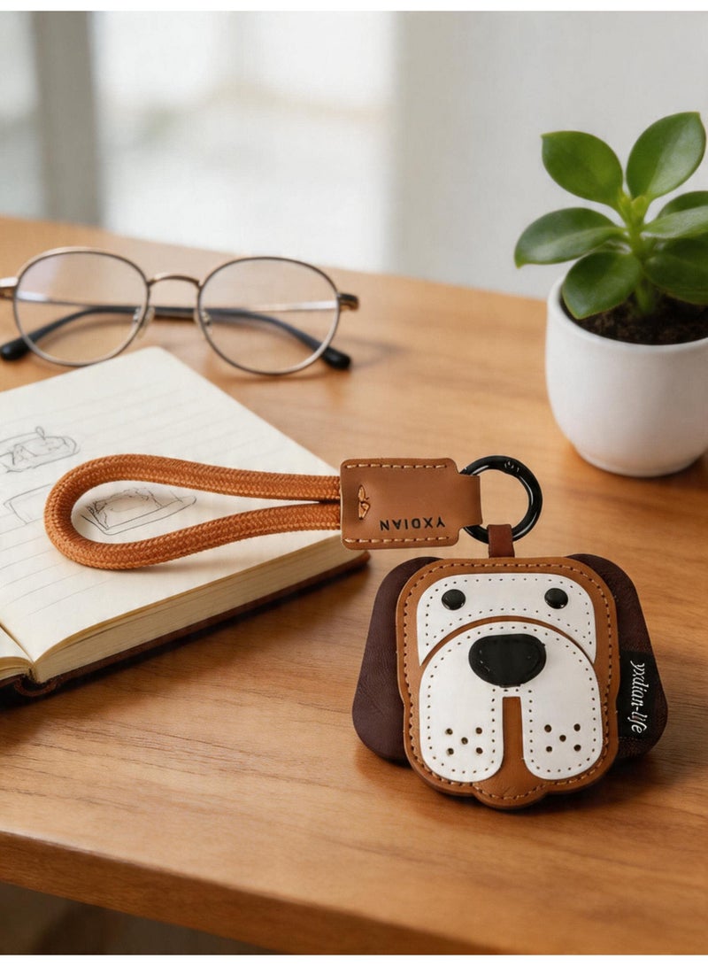 Leather puppy keychain, bag charm accessory - Image 4
