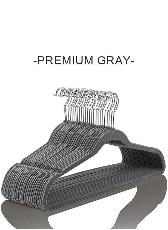 رولستيمي طقم شماعات قماش مخملي غير قابل للانزلاق مكون من 100 قطعة رمادي - Image 1