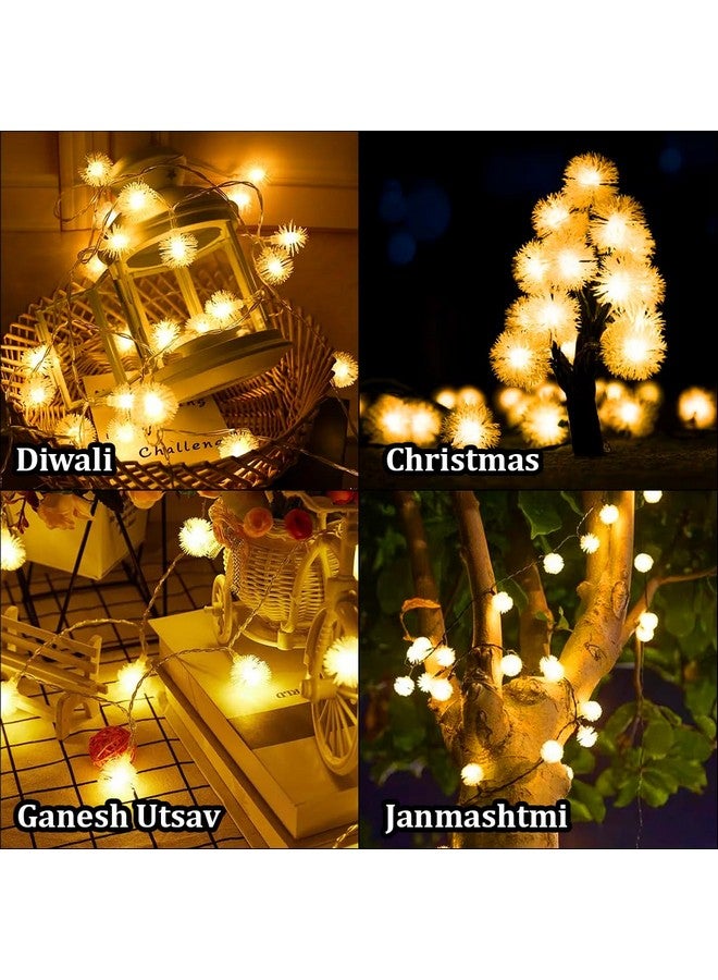 fizzytech Plastic Furry Snow Balls Fairy Lights Of Home Decoration Diwali Light For Party Birthday Diwali Christmas (50 Led 8 Meter, Warm White) - Image 5