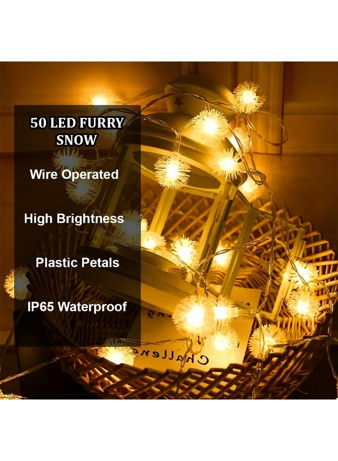 fizzytech Plastic Furry Snow Balls Fairy Lights Of Home Decoration Diwali Light For Party Birthday Diwali Christmas (50 Led 8 Meter, Warm White) - Image 4