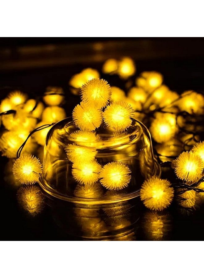 fizzytech Plastic Furry Snow Balls Fairy Lights Of Home Decoration Diwali Light For Party Birthday Diwali Christmas (50 Led 8 Meter, Warm White) - Image 1