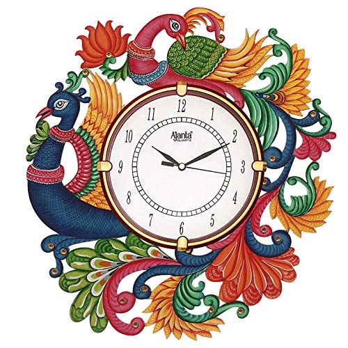 CIRCADIAN Ajanta Wooden Handpainted Desginer Wall Clock for Home Living Room Office Bedroom|Multicolour - Image 1