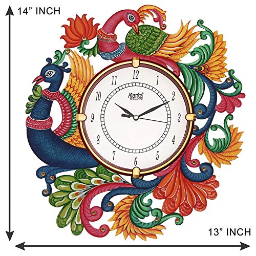 CIRCADIAN Ajanta Wooden Handpainted Desginer Wall Clock for Home Living Room Office Bedroom|Multicolour - Image 2