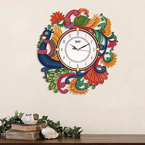 CIRCADIAN Ajanta Wooden Handpainted Desginer Wall Clock for Home Living Room Office Bedroom|Multicolour - Image 3