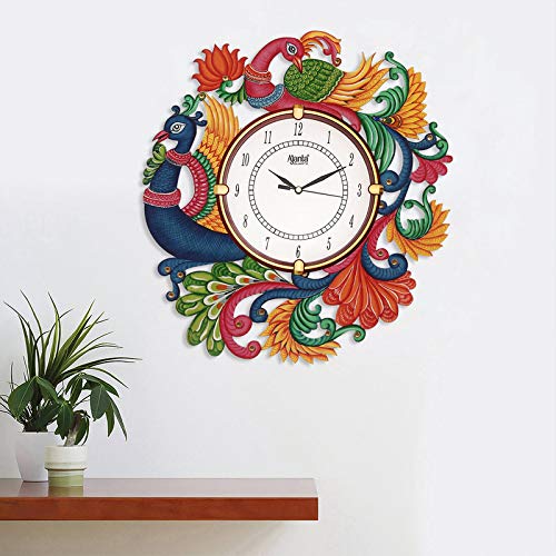 CIRCADIAN Ajanta Wooden Handpainted Desginer Wall Clock for Home Living Room Office Bedroom|Multicolour - Image 4