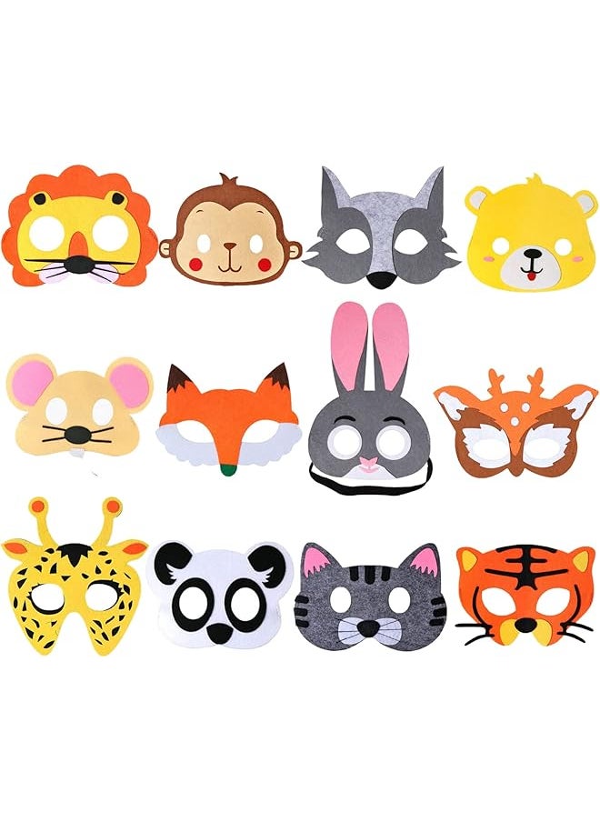 The Bros 12 Piece Animal Masks Animal Costume Party Favors with 12 Different Animal Face for Petting Zoo Farmhouse Jungle Theme Birthday Party Halloween Masks Dress-Up Party Supplies 