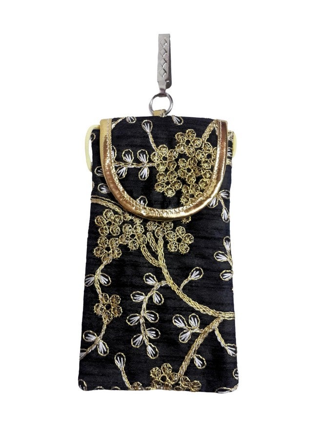 SUMERA WARQ Fancy Embroidered Mobile Pouch Cover for Women Designer Multicolor Handmade Ethnic with Sling & Clip (Black) - Image 4