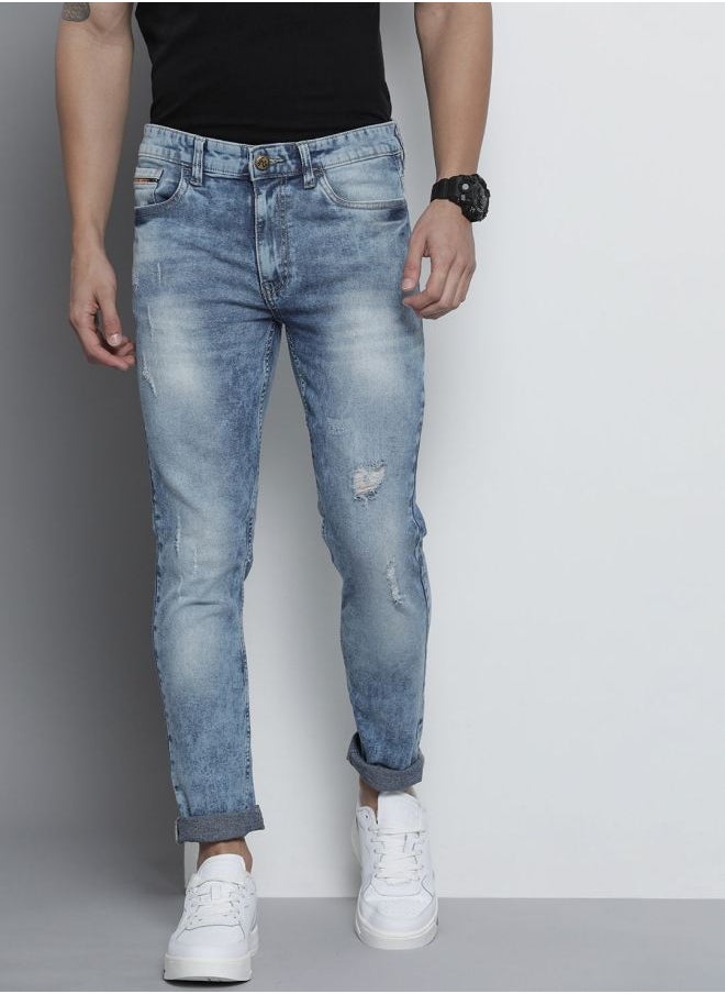 The Indian Garage Co Men Slim Fit Placement Print Mid-Rise Stretchable Jeans  - Image 1