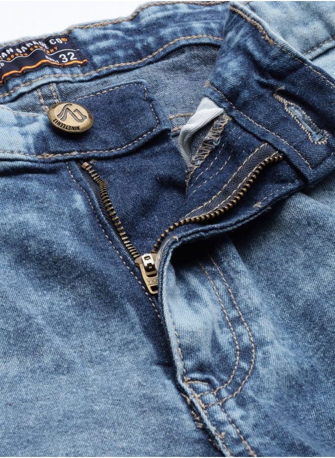 The Indian Garage Co Men Slim Fit Placement Print Mid-Rise Stretchable Jeans  - Image 3